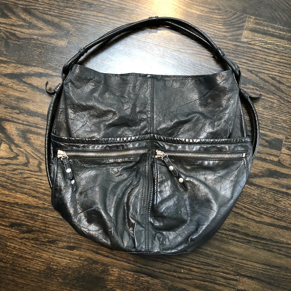 Olivia Harris Black Leather Shoulder Bag